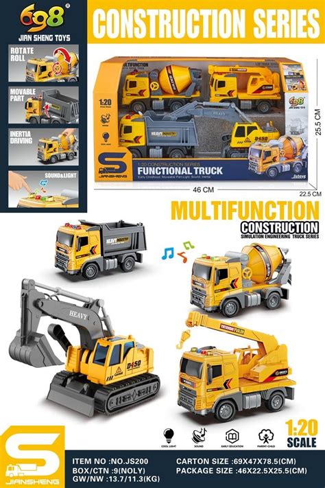 Zestaw miniaturowych metalowych modeli maszyn budowlanych JCB, prezentujący różne typy pojazdów