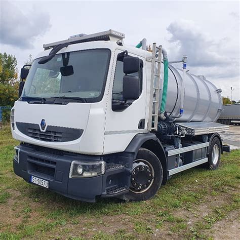 Schemat działania pojazdu asenizacyjnego: zasysanie i opróżnianie zbiornika