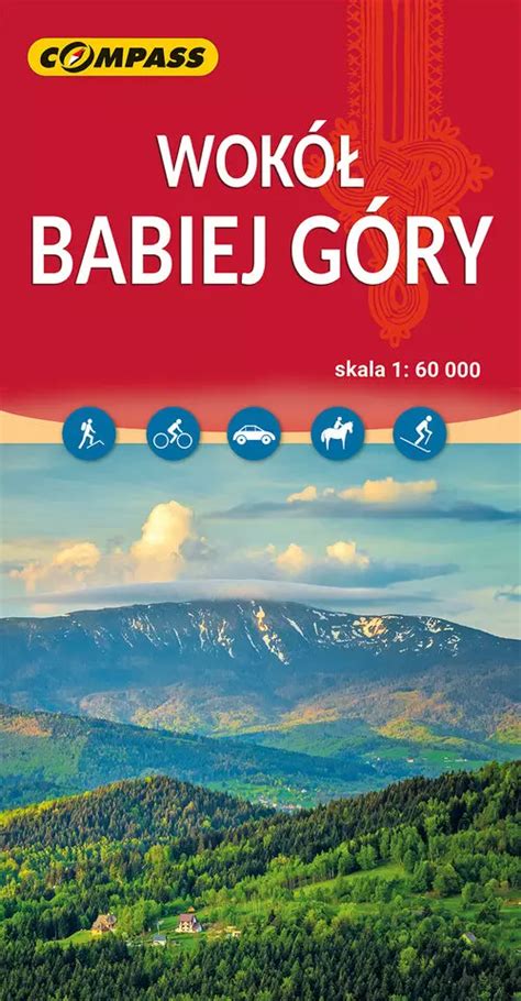 Mapa turystyczna masywu Babiej Góry z zaznaczonymi szlakami
