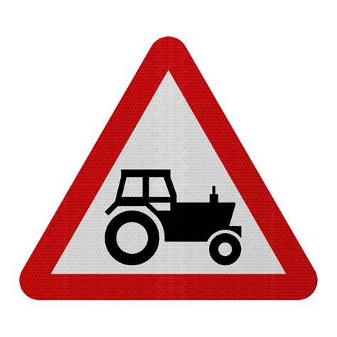 Road sign indicating a ban on agricultural vehicles