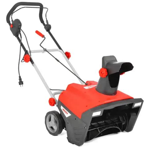 Product photo of Hecht 9015 electric snowblower, emphasizing its lightweight design and maneuverability.