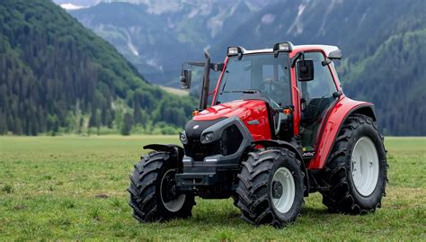 Infographics showing the low center of gravity and suspension system of the Lintrac tractor
