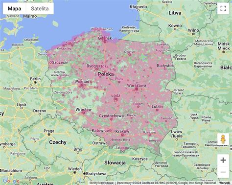 Mapa zasięgu skupu aut obejmująca region Zaklikowa i okoliczne miejscowości