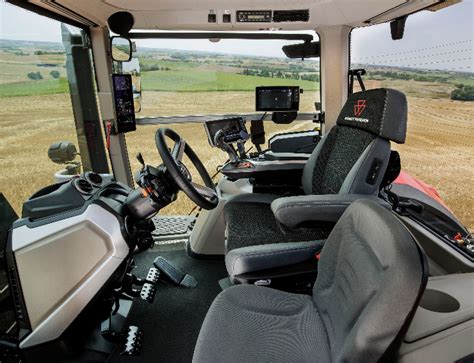 Interior view of Massey Ferguson 7485 cabin with Datatronic terminal