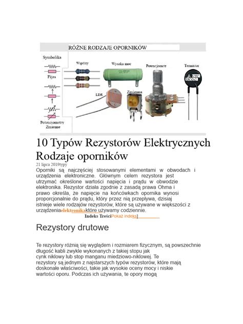 Schemat różnych rodzajów kostek elektrycznych z ich nazwami