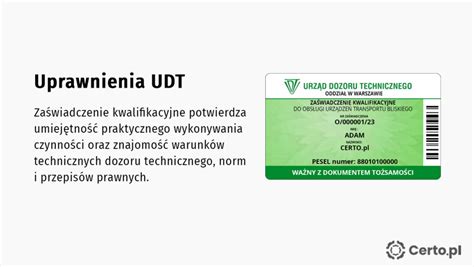 Certyfikat UDT i uprawnienia