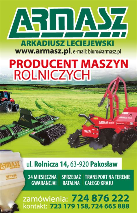 Infografika przedstawiająca asortyment maszyn rolniczych firmy Armasz