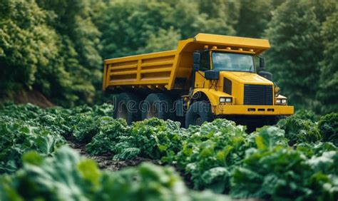 Thematic photo of a modern agricultural dump truck in the field
