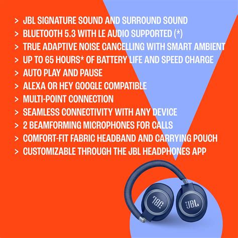 Infographic showing different types of JBL headphones and their key features