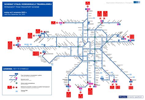 Mapa objazdów tramwajów we Wrocławiu po kolizji