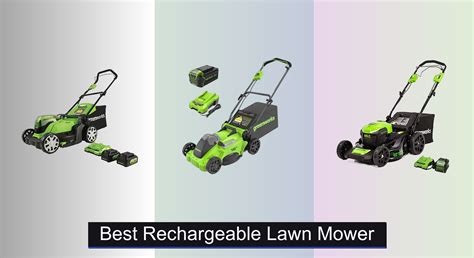 Infographics showing the benefits of cordless lawn mowers compared to gasoline or electric models (no cable, quiet, eco-friendly).