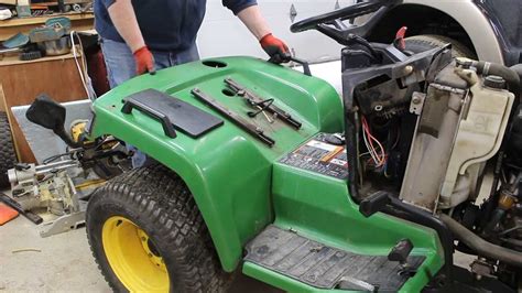Diagram illustrating the maintenance steps for a lawn tractor