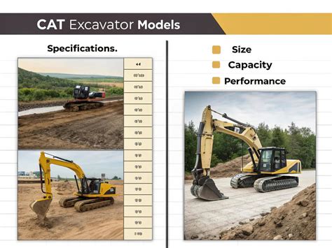 Infographic comparing different Komatsu excavator models