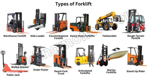 Infographics showing different types of forklifts and their applications
