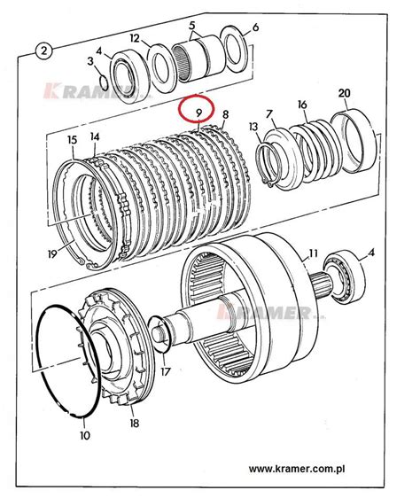 Schemat budowy sprzęgła elektrohydraulicznego JCB 3CX