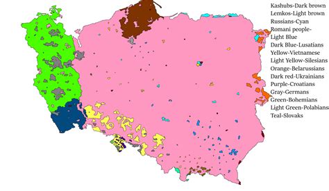 Map of Poland showing the distribution of 