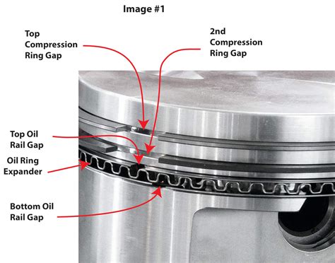 Engine cross-section showing piston rings and oil flow