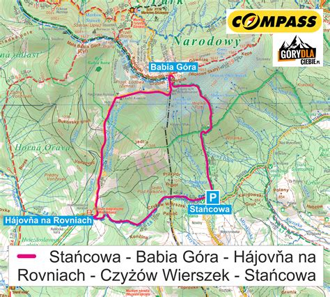 mapa szlaków turystycznych na Babiej Górze