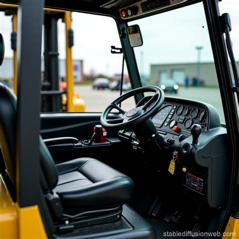 Ergonomic cabin interior of a modern forklift
