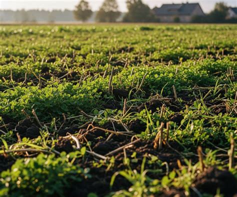 Tematyczne zdjęcie pola uprawianego metodą bezorkową z widocznymi resztkami pożniwnymi