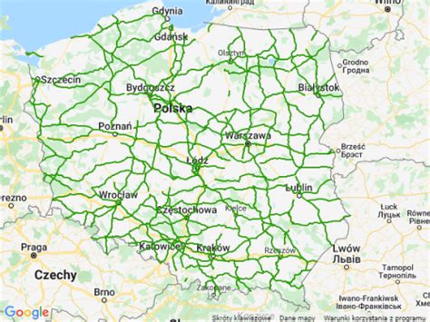 Mapa dróg krajowych w rejonie Orzesza z zaznaczeniem głównych węzłów komunikacyjnych
