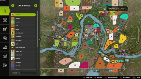 Mapa z gry Farming Simulator 2013 z oznaczonymi punktami sprzedaży lub polami