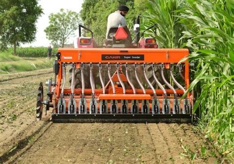 Thematic photo of a modern grain seeder working in the field