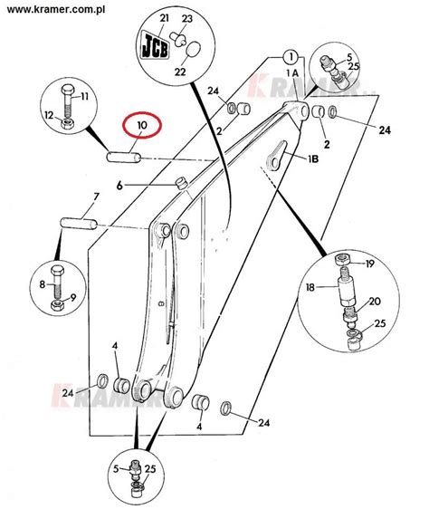 Wykaz części zamiennych do siłownika łamania ramienia JCB 3CX