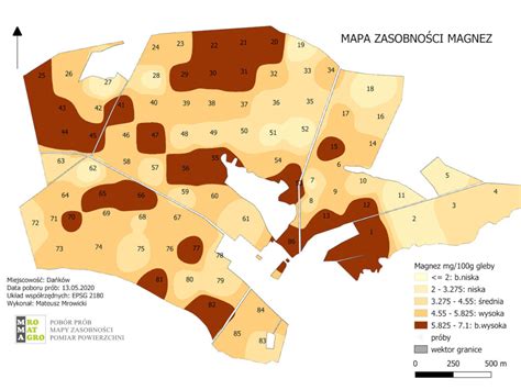 Mapa glebowa z zaznaczonymi strefami zmiennego nawożenia