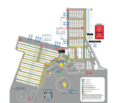 Schemat terminalu intermodalnego z zaznaczonymi strefami manewrowymi