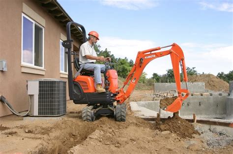 Thematic photo of a compact mini excavator working in a confined space.