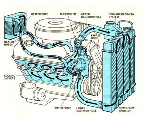 Diagram showing the location of drain cocks in a tractor cooling system