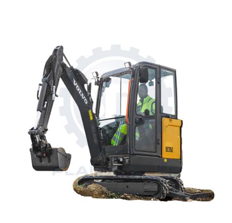 Zdjęcie wnętrza kabiny minikoparki Volvo EC15E, ukazujące rozmieszczenie elementów sterowania i pedałów
