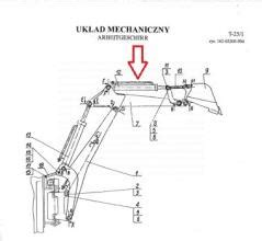schemat budowy koparko-ładowarki z opisem głównych części
