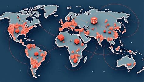 Map showing global distribution network for machine parts