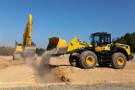Thematic photo of Komatsu construction machinery on a construction site
