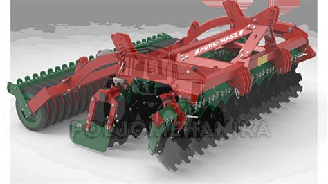 Szkic bron talerzowych Agro-Masz BT z zaznaczonymi kluczowymi elementami