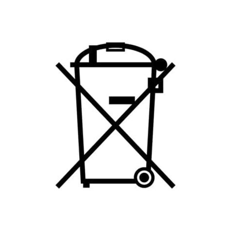 Grafika przedstawiająca symbol przekreślonego kosza na śmieci i schemat recyklingu