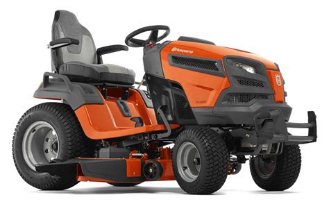 Thematic photo of a Husqvarna lawn tractor working in a garden