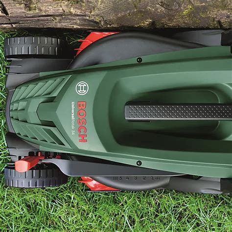 Thematic photo of a Bosch lawnmower in a garden