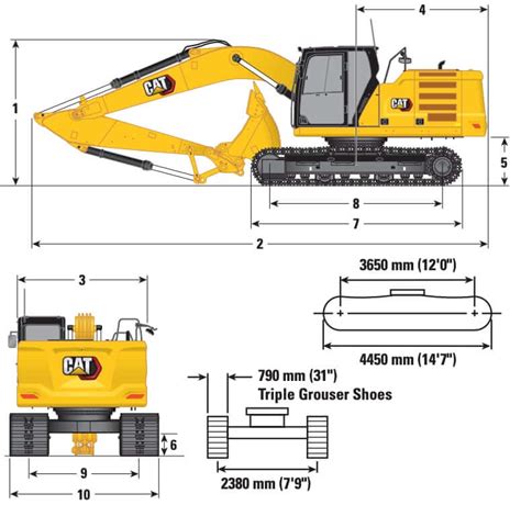 Technical diagram or infographic of Bagger 288 with dimensions and key features