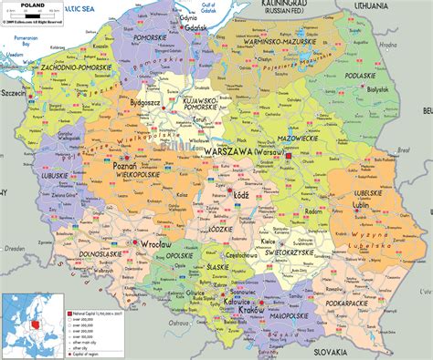 Mapa Polski z zaznaczonymi miastami, w których znajdują się oferty zagęszczarek do kostki brukowej na OLX.