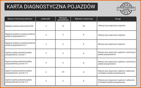 Tabela diagnostyczna: porównanie objawów awarii (np. wycieki, słaba jazda) z zakresem naprawy.