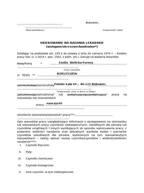 Badania lekarskie dla operatorów wózków widłowych (schematyczne)