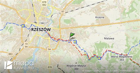 Mapa Rzeszowa z zaznaczonymi głównymi drogami dojazdowymi