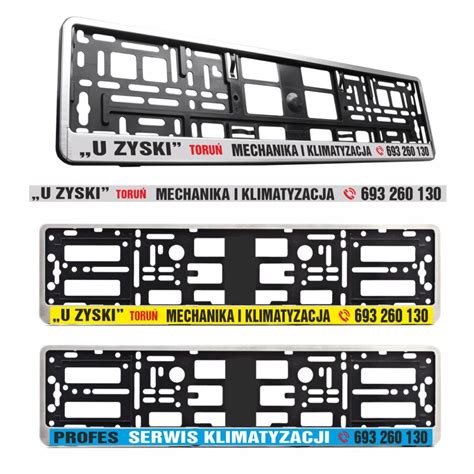 Zdjęcie porównujące podłużną i kwadratową tablicę rejestracyjną, z przykładami ich umiejscowienia na ciągnikach.
