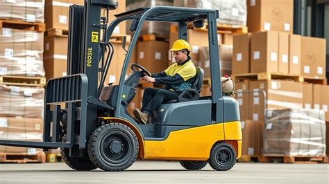 Operator wózka widłowego wykonujący załadunek palet