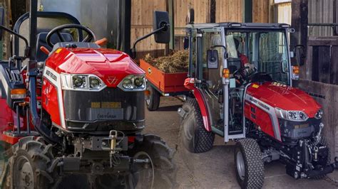 Infografika porównująca serie kompaktowych ciągników Massey Ferguson