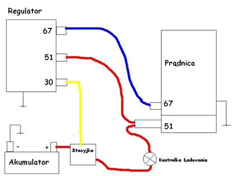 Schemat podłączenia prądnicy i regulatora napięcia w traktorku Yanmar
