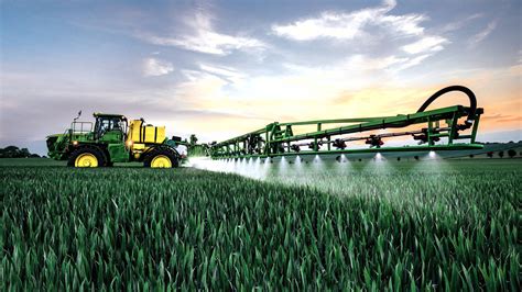 Thematic photo of a self-propelled agricultural sprayer in a field